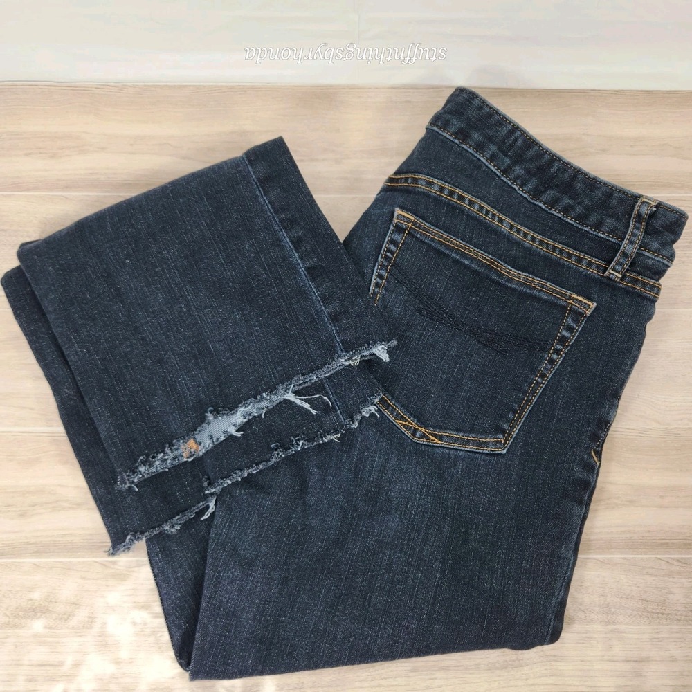 Gap Women's 2008 Sexy Boot Blue Jeans Cut-off/ Raw Cuff Dark Wash 34" Waist‎